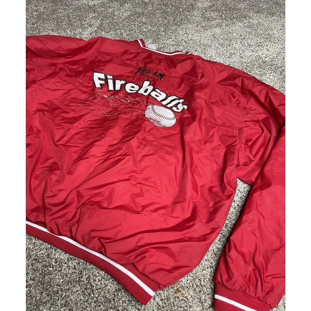 Vintage 90s Rawlings ‘Fireballs’ Pullover Windbreaker Lined Jacket Mens 2XL